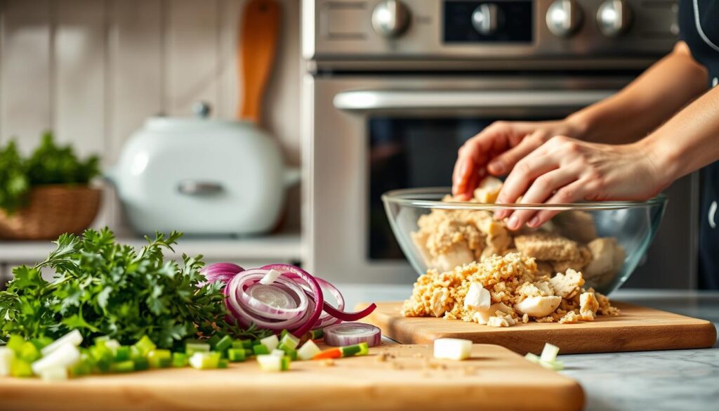 Homemade Chicken Stuffing Preparation
