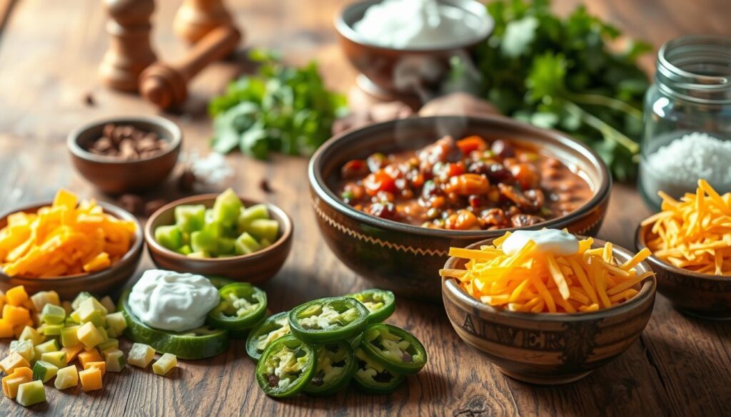 Venison Chili Garnishes and Toppings