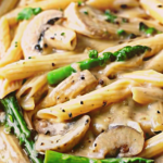 Creamy Mushroom and Asparagus Chicken Penne