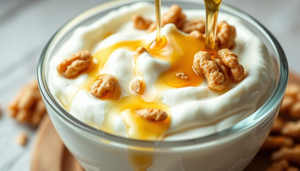 gluten-free Greek yogurt with honey and walnuts