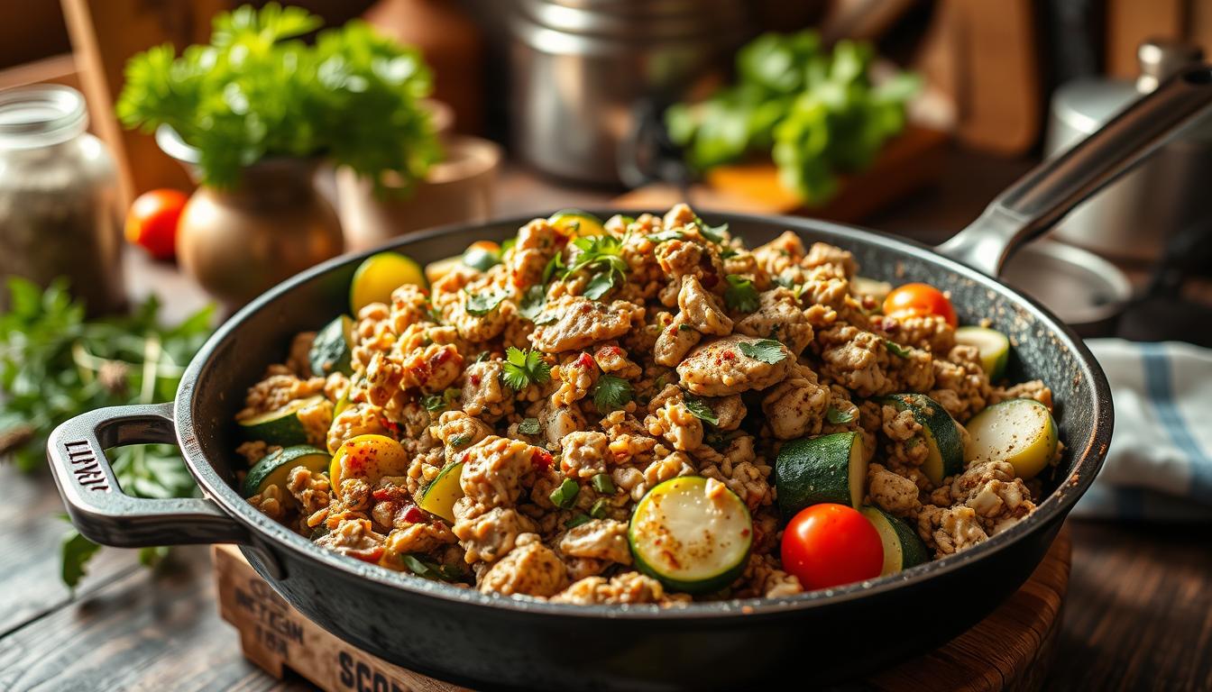 ground turkey and zucchini skillet