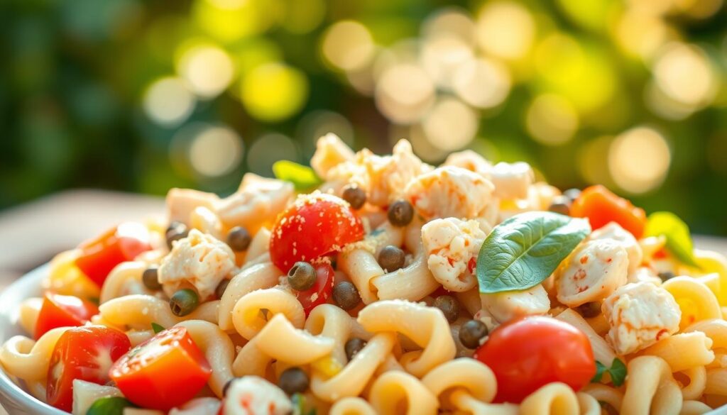 summer crab pasta salad